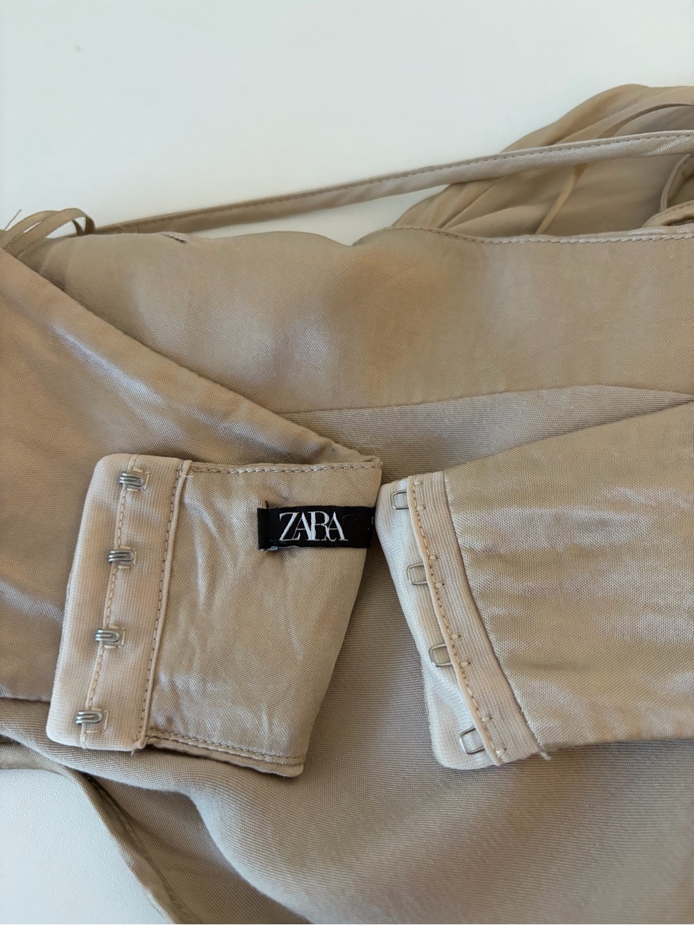 Zara Formal Silky Balconette Style Champagne Slip Dress Size Medium Bridesmaid - Picture 11 of 16